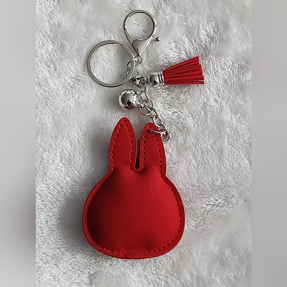 Red Labubu Head Rhinestone Keychain Bag Charm - Picture 3 of 4